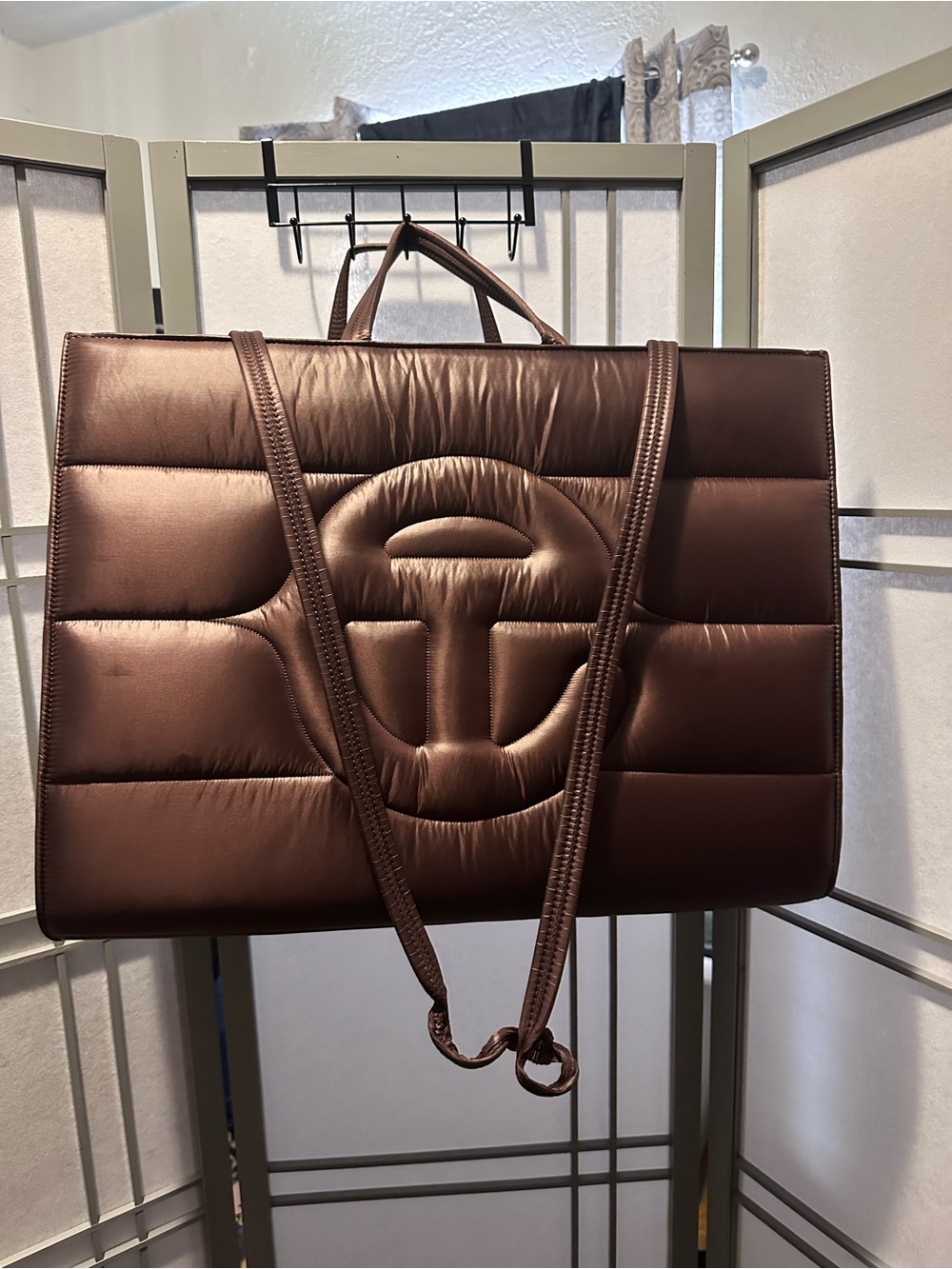 Telfar Quilted Tote in Dark Brown